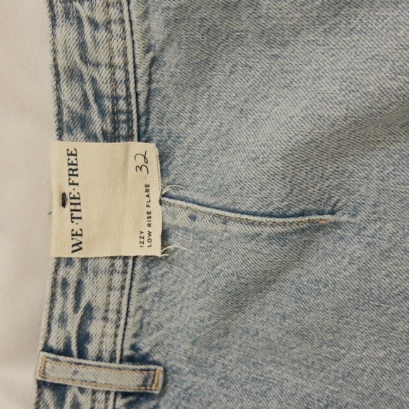 Free People We The Free Izzy Flare Raw Distressed Hem Jeans, Blue Trance, Sz 32 - Picture 5 of 16